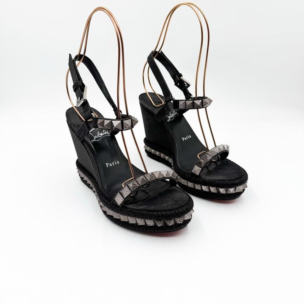 Christian Louboutin Pyraclou Platform Wedge Studded Sandals 110mm EU 38 US 8